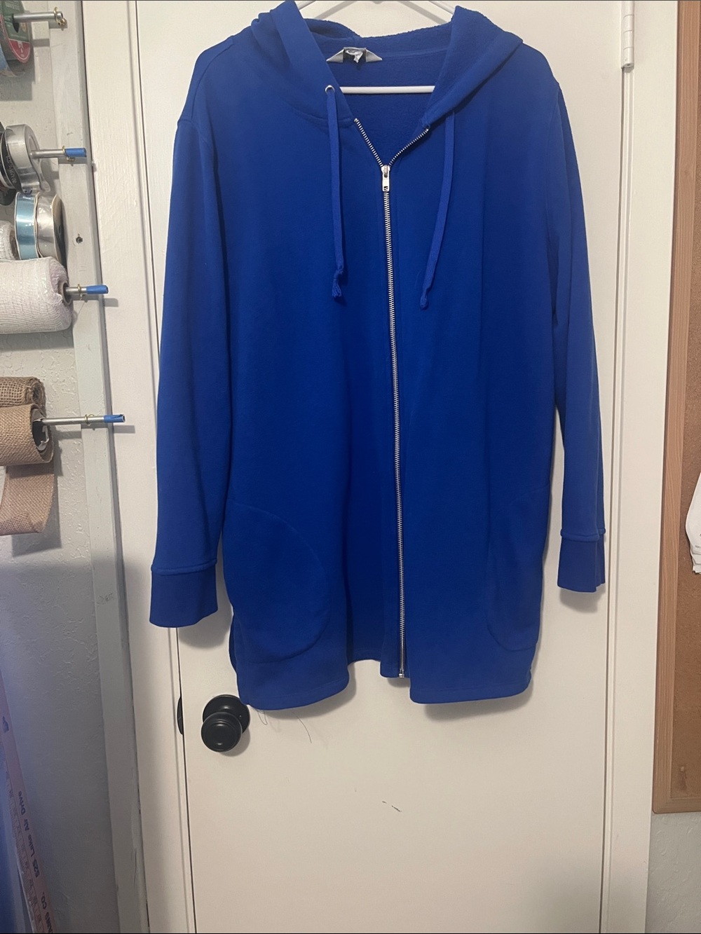Liz Claiborne Weekend Royal Blue Tunic Length Fleece Zip Jacket